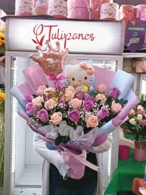 Ramo Kitty con 24 rosas 🩷🩵