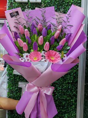 Ramo Premium con 20 Tulipanes lila y rosado 💜🩷