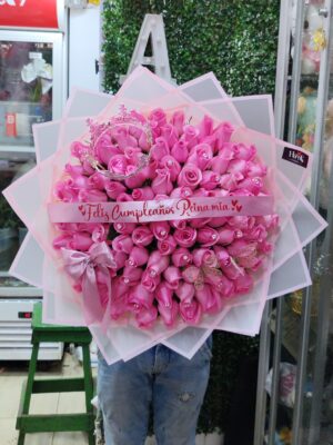 Buchon de 100 Rosas Rosadas 🩷