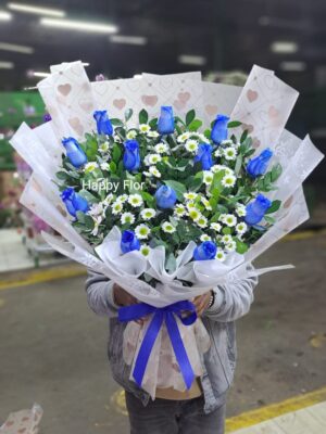 Ramo de 12 rosas azules 💙