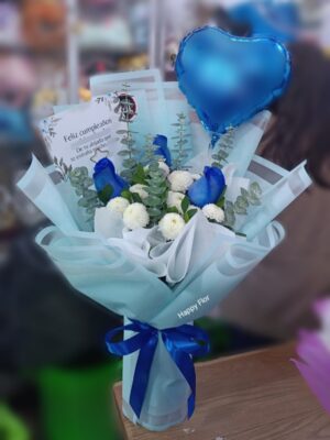 Ramo 3 rosas azules 💙