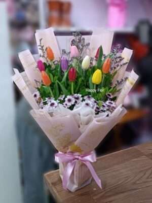 Ramo con 10 tulipanes surtidos