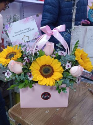 Cartera rosa rosada y Girasoles