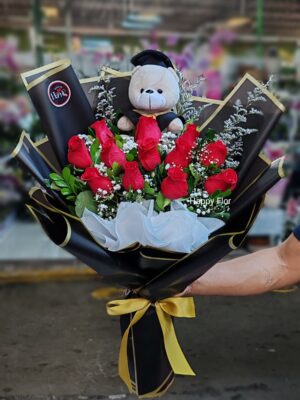 Ramo rosas graduación con Osito