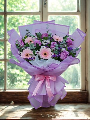 Ramo de rosas y Gerberas