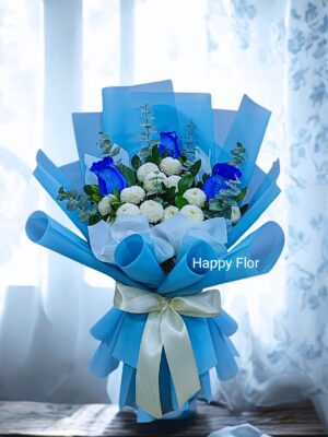 Ramo 3 rosas azules 💙