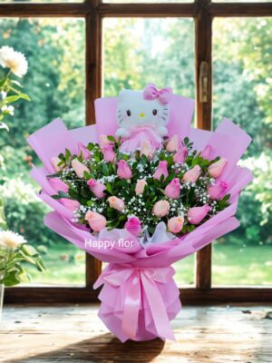 Ramo Hello Kitty de 24 rosas