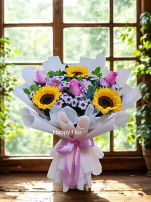 Ramo de Girasoles y rosas