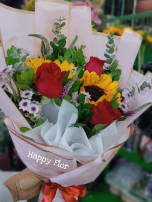 Ramo Rosas con Girasoles