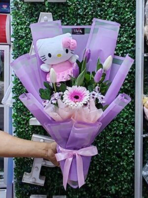 Ramo de tulipanes con Hello Kitty 💜