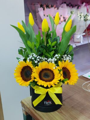 Box de Tulipanes con Girasoles