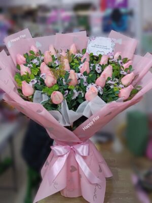 Ramo de 24 rosas rosadas 🩷