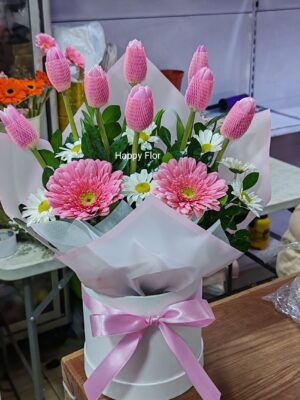 Box con 8 tulipanes 🩷