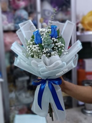 Ramo 2 rosas azules 💙