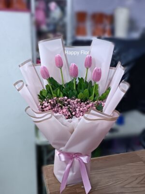 Ramo con 5 Tulipanes rosados 🩷