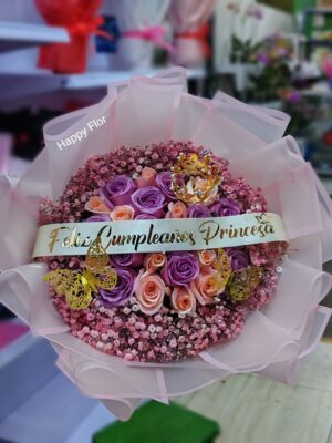Buchón de 24 rosas y cinta
