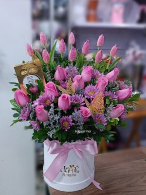 Box Premium de tulipanes y rosas 🩷