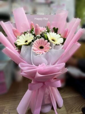 Ramo de tulipanes y Gerberas