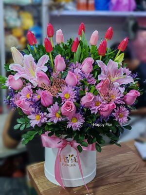 Box Premium de tulipanes y rosas