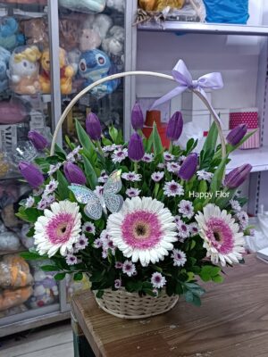 Canasta de 10 Tulipanes morado 💜