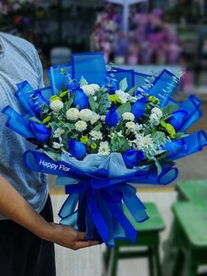 Ramo 12 rosas azules 💙