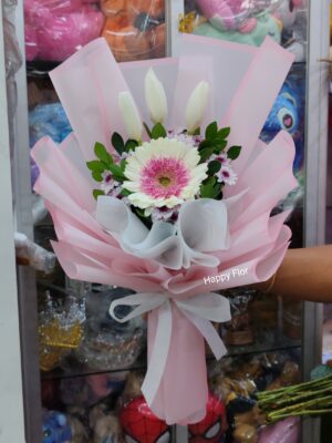 Ramo de 3 Tulipanes y Gerbera