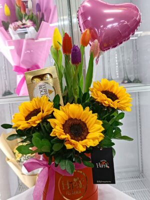 Box floral  5 Tulipanes
