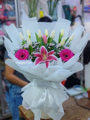 Ramo de 10 Tulipanes  blancos