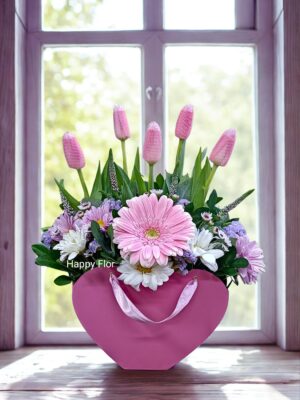 Box con tulipanes rosados 🩷