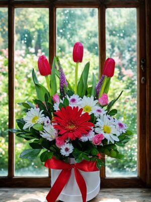 Box de 3 Tulipanes rojos