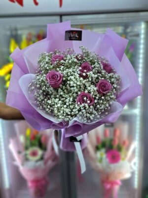 Ramo de Nubecitas con rosas lilas 💜