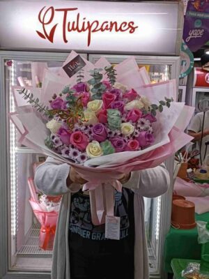 Buchón de 30 rosas en tonos pasteles 🩷💜🤍