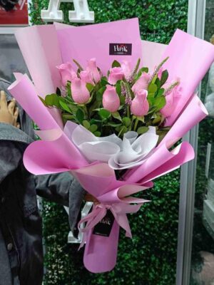 Ramo de 12 rosas rosadas