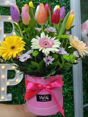 Hermoso Box con 15 Tulipanes